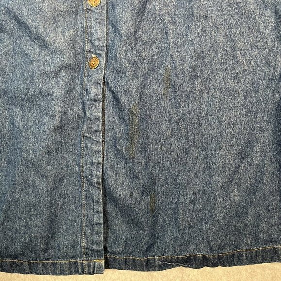 Denim maxi Dress Womens 14 Full Button Front Western Studded Cowboy Boots Hat - Picture 10 of 15